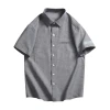 Men's summer casual Korean-style slim-fit top, trendy and versatile men's stylish half-sleeved shirt, 5-inch short-sleeved Item Picture